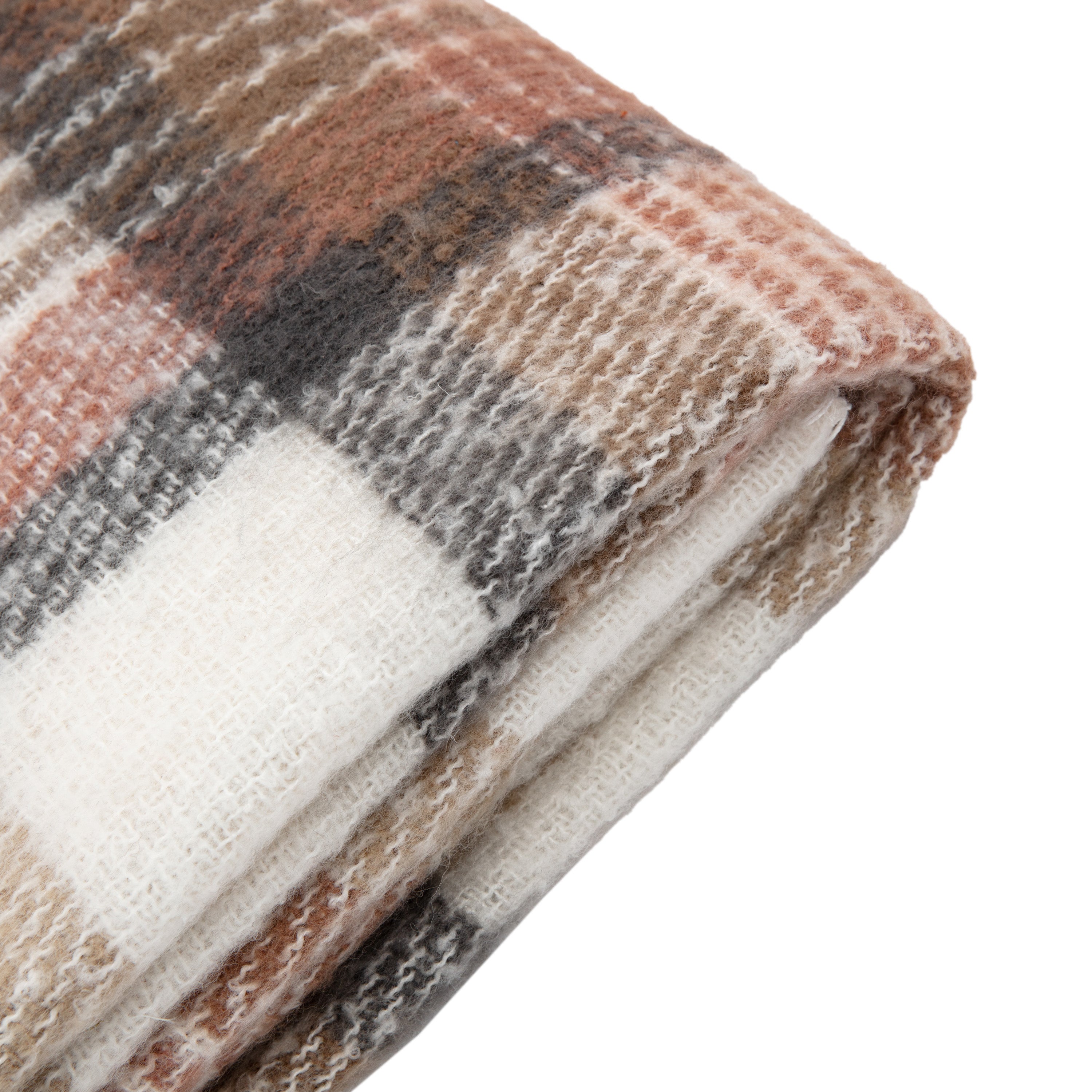 Check Natural Faux Mohair Sherpa Throw